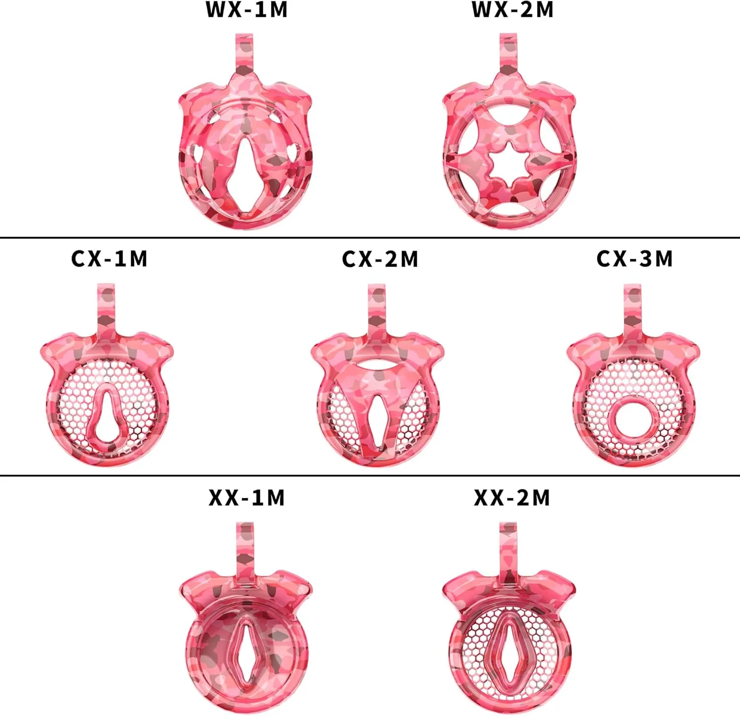 Camouflage Inverted Concave Men's Honeycomb Breathable Protection Cage with 4 Fixed Arc Rings (43mm/46mm/49mm/51mm) (WX-1M)