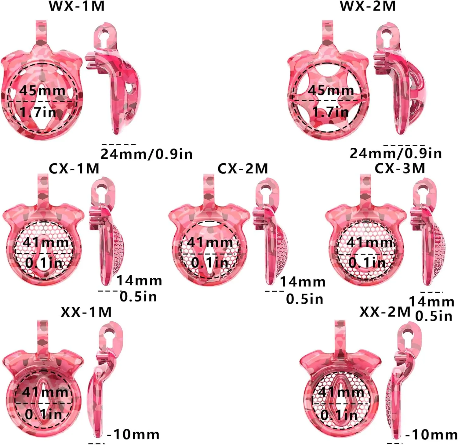 Camouflage Inverted Concave Men's Honeycomb Breathable Protection Cage with 4 Fixed Arc Rings (43mm/46mm/49mm/51mm) (WX-1M)