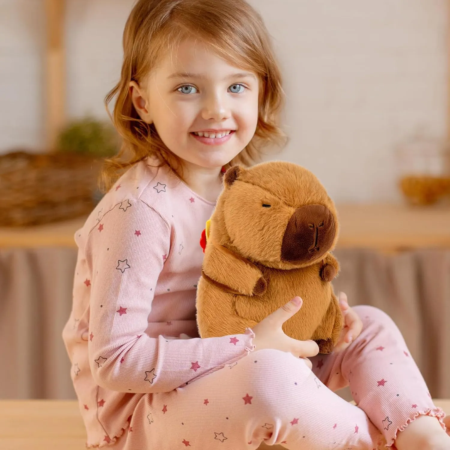 Capybara Plush 9 Inch Capybara Stuffed Animal Cute Stuffed Capybara Toy with Hamburger Backpack Soft Plushies Capybara Gift for Kids Boys Girls