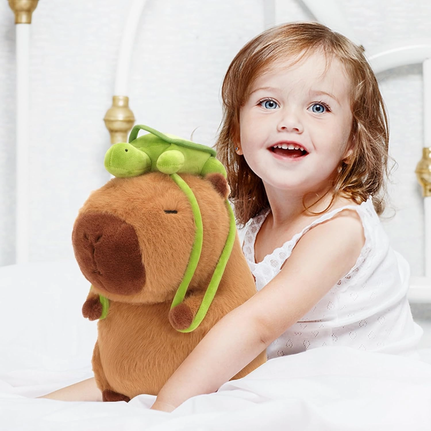 Capybara Plush Toy - 13 Inch Cute Capybara Stuffed Animal with Turtle Backpack, Kawaii Capibara Plushie for Kids and Adults