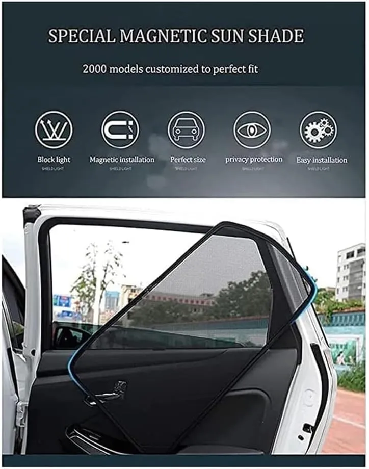 Car Side Window Sunshade for Suzuki Vitra 2014-2019,High Elastic Material Front Rear Sun Shade Cover UV Protecti Breathable Sun Visor Privacy Protection,F