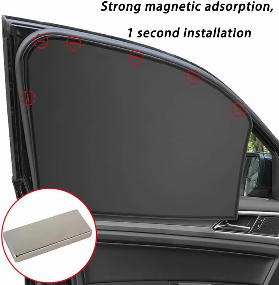 Car Sun Shade for Buick New Excelle 2014 2015 2016 2017 Magnetic,Car Window Shade Car Sun Shade Cover Car Accessory Interior Easy Install,A 2 Triangular Windows