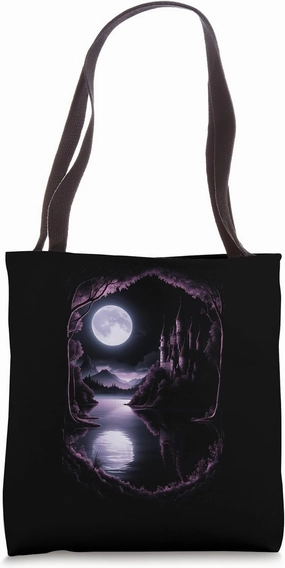 Castle Fantasy Realm Magical Medieval Fortress Dragon Tote Bag