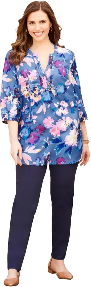 Catherines Women's Plus Size Georgette Pintuck Tunic