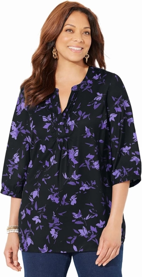 Catherines Women's Plus Size Georgette Pintuck Tunic
