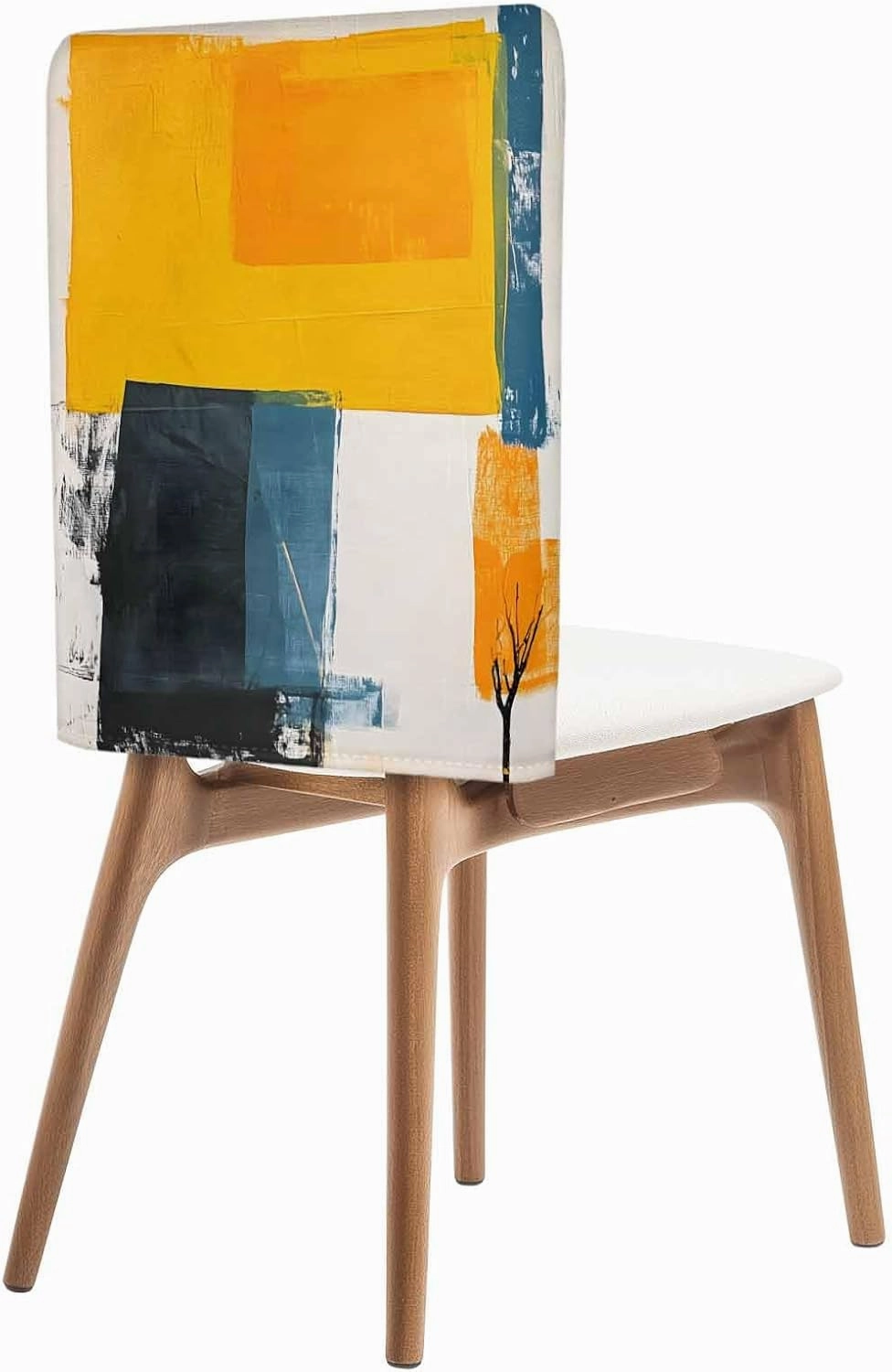 Chair Covers Set of 8 Simple Style Abstract Art Oil Painting 1 Chair Back Covers Stretch Removable Washable Slipcovers Seat Protector for Dining Room Kitchen Party Decor