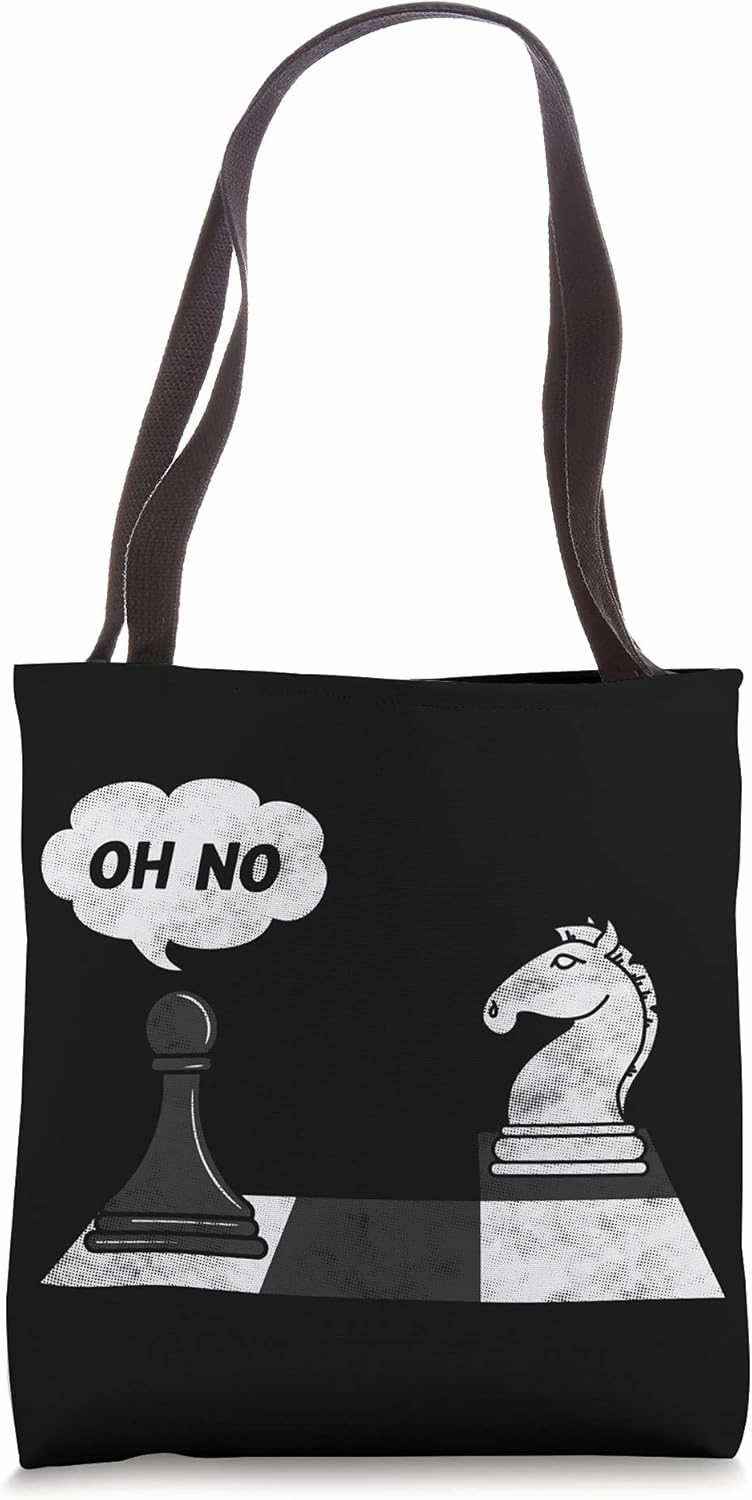 Chess Funny Move Knight To Pawn Funny Chess Player Tote Bag