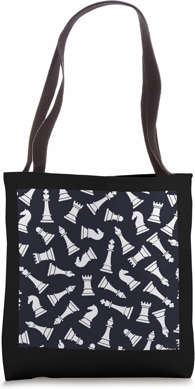 Chess Pieces Pattern Pawn Knight King Checkmate Grandmaster Tote Bag