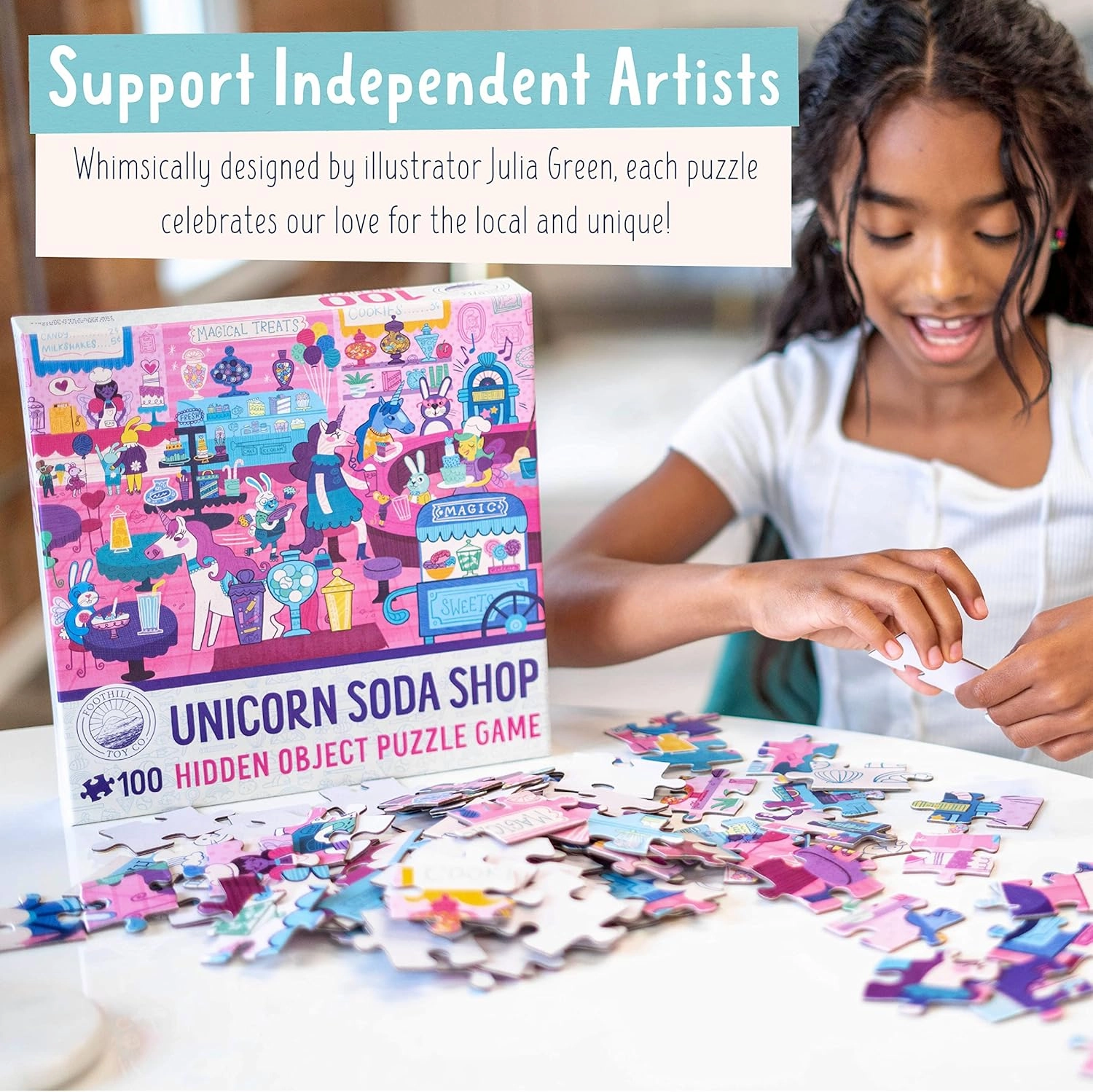 Children’s Jigsaw Puzzle | Unique Unicorn Art | Educational Gift for Kids 3-8, Unicorn Soda Shop - 48 Piece