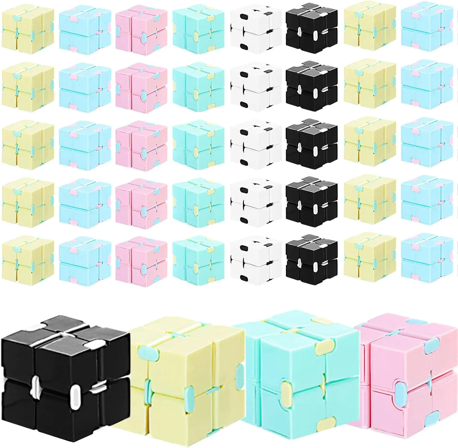 Chivao 36 Pcs Infinity Cube Sensory Toy Handheld Infinite Toy Flipping Hand Cube Desk Gadget Gift Portable Blocks for Adults Anxiety Stress Relief(Sweet Style)