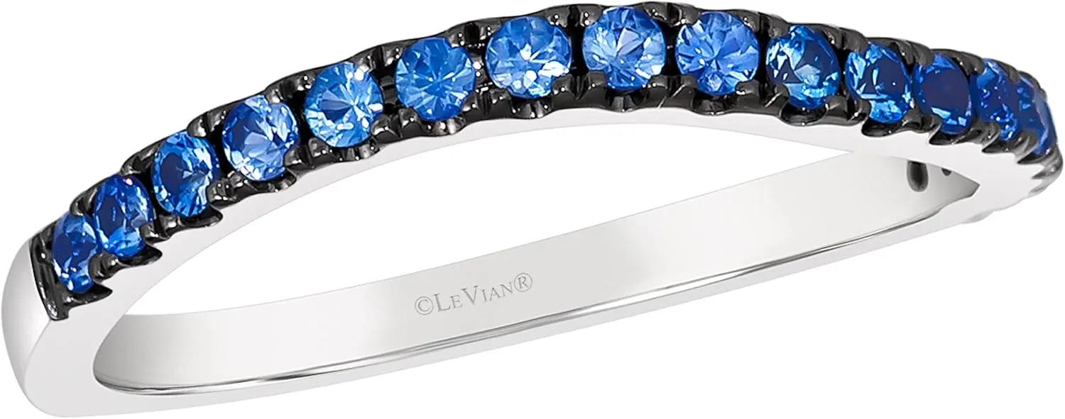 Chocolate Diamond or Gemstone Wavy Stackable Band Ring for Women in 14k White or Yellow Gold Blue Sapphire Green Emerald Red Ruby Anniversary Promise Ring Size 5 to 10 by LeVian