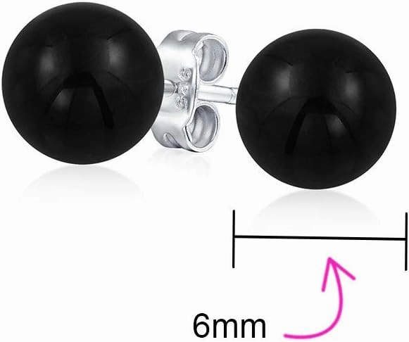 Classic Simple 6MM Circle Design Gemstone Round Ball Stud Earrings for Women Teens .925 Sterling Silver with a Variety of Birthstone Options