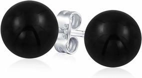 Classic Simple 6MM Circle Design Gemstone Round Ball Stud Earrings for Women Teens .925 Sterling Silver with a Variety of Birthstone Options