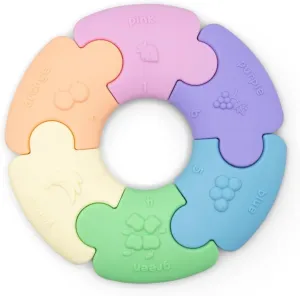 Color Wheel Interlocking Puzzle Ring Teether - Silicone Chew - Chewable Educational Toy for Babies and Toddlers - Pastel
