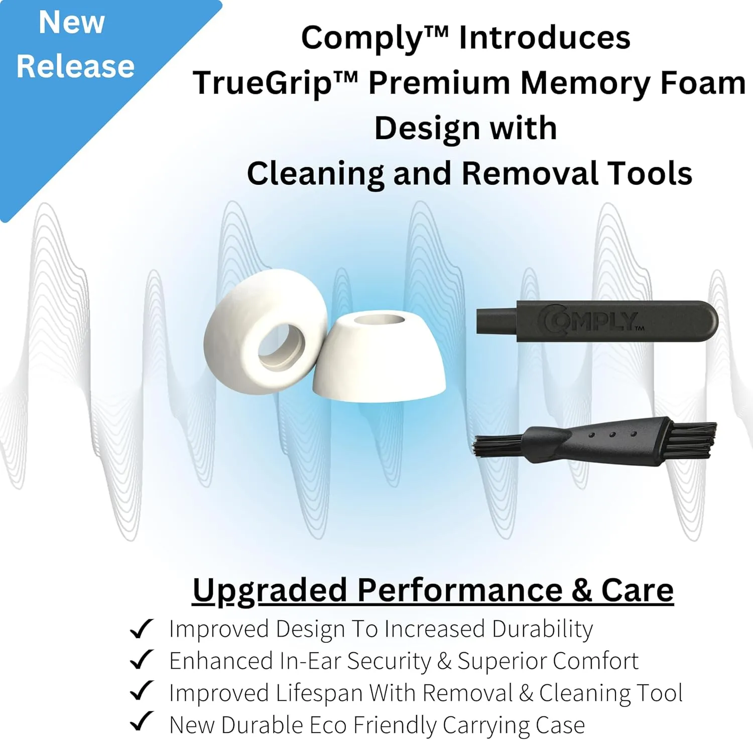 Comply TrueGrip | Premium Memory Foam Replacement Earbud Tips for Apple AirPods Pro 1 & 2 | Enhanced Comfort, Secure Fit, Superior Noise Isolation, Removal & Cleaning Tool | White, Small (3 Pairs)