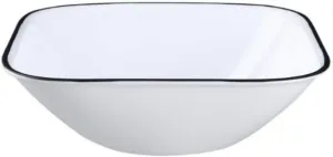 Corelle Vitrelle 6-Piece (22-Oz) Cereal Soup Bowls, Triple Layer Glass and Chip Resistant, Lightweight Square Dinnerware Bowl Set, Simple Lines