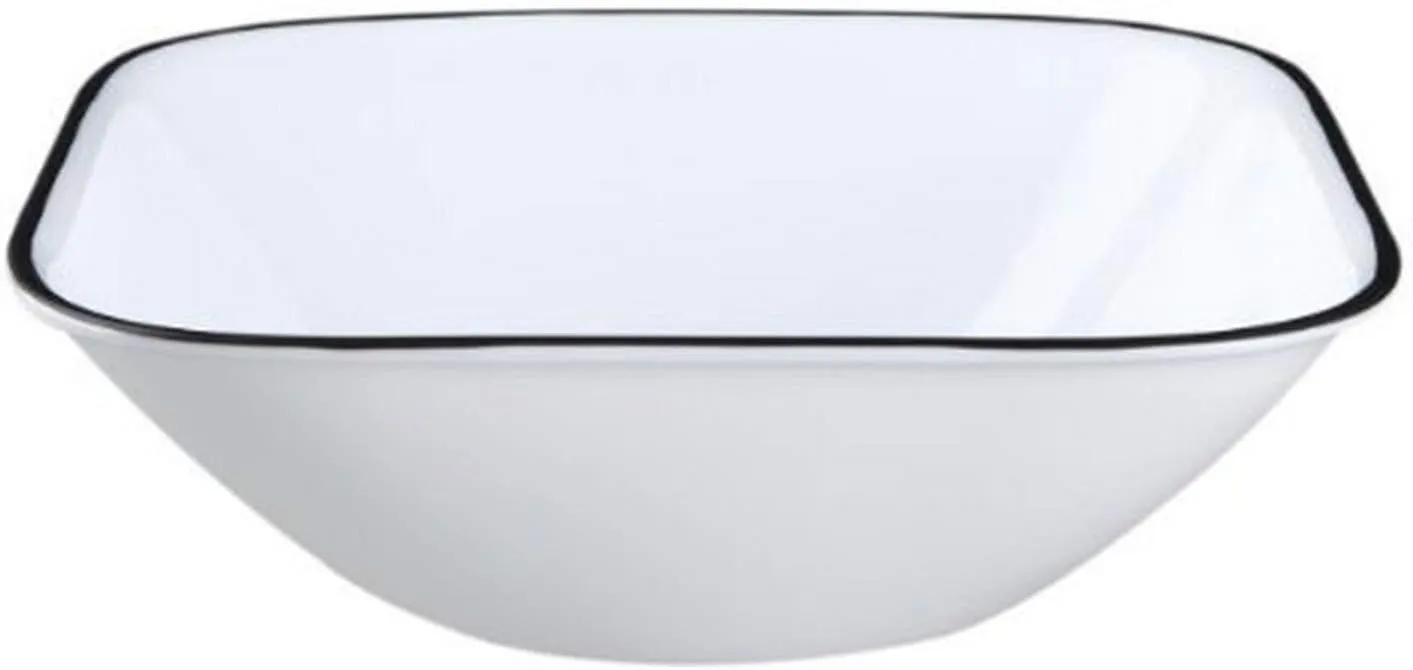 Corelle Vitrelle 6-Piece (22-Oz) Cereal Soup Bowls, Triple Layer Glass and Chip Resistant, Lightweight Square Dinnerware Bowl Set, Simple Lines