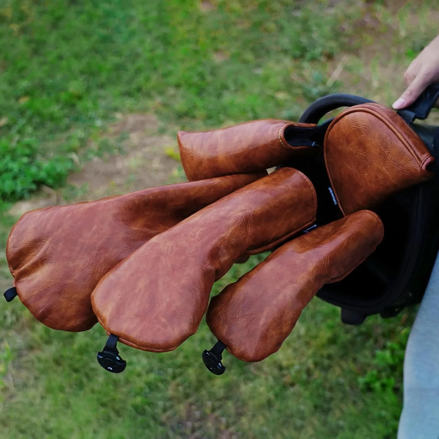 Craftsman Golf Premium Leather Brown Blade Mallet Putter Cover Driver Fairway Wood Headcover Cover Magnetic Closure