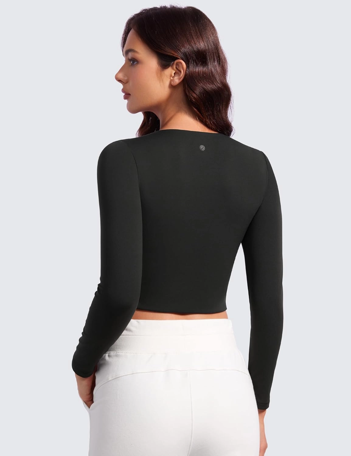 CRZ YOGA Butterluxe Double Lined Long Sleeve Workout Tops for Women Crew Neck Fitted Crop Tshirts Casual Tight Basic Shirts