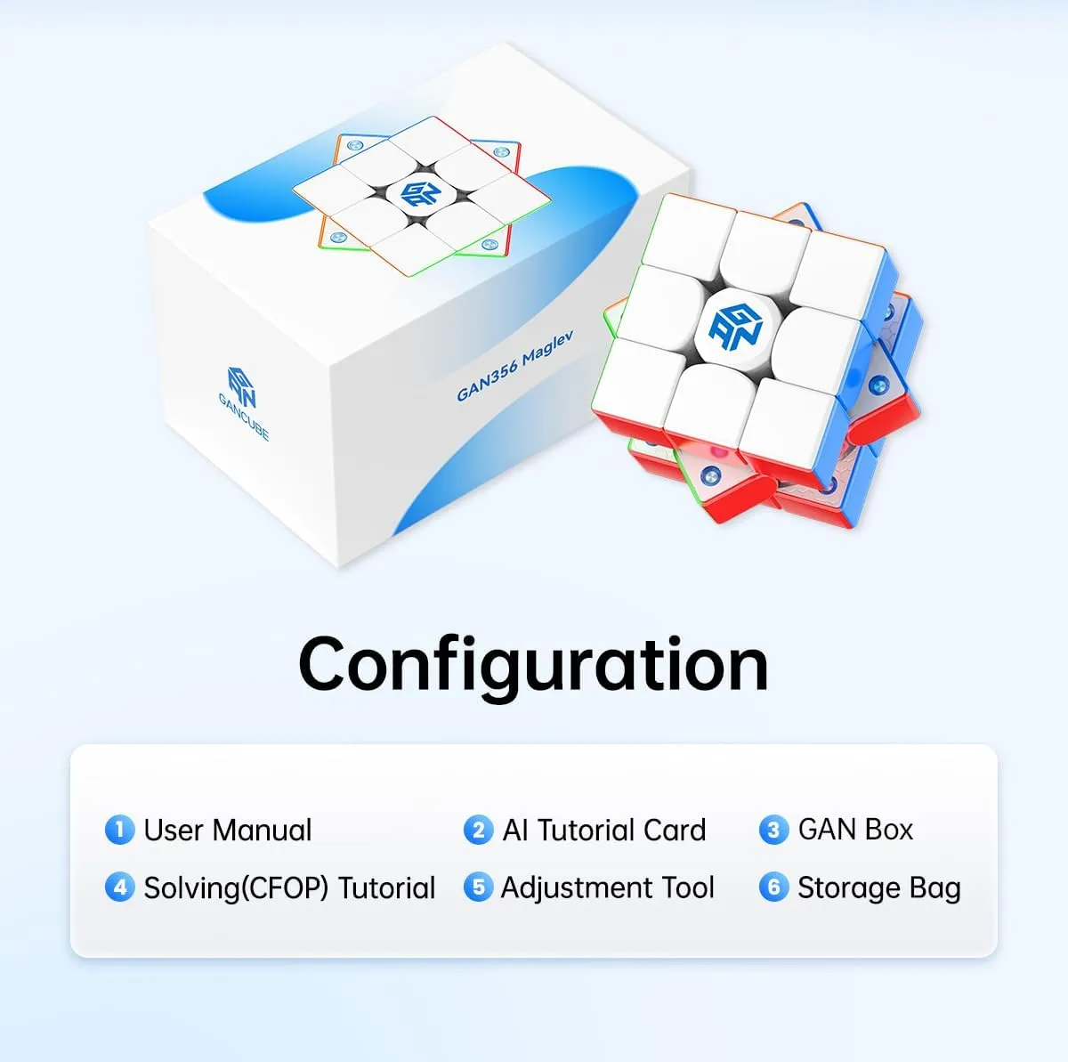 CuberShop GAN 356 MagLev UV Coated Stickerless 3x3 Speed Cube, Gans Upgraded 2023 Pro Version, Smooth & Fast 3x3 Magic Cube