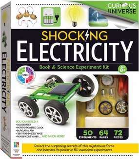 Curious Universe - Shocking Electricity Science Kit - 50 Science Experiments with 70 Piece Kit - DIY Science for Kids - Create Gadgets - Build a Solar Car - STEM Skills for Kids Aged 8 to 12