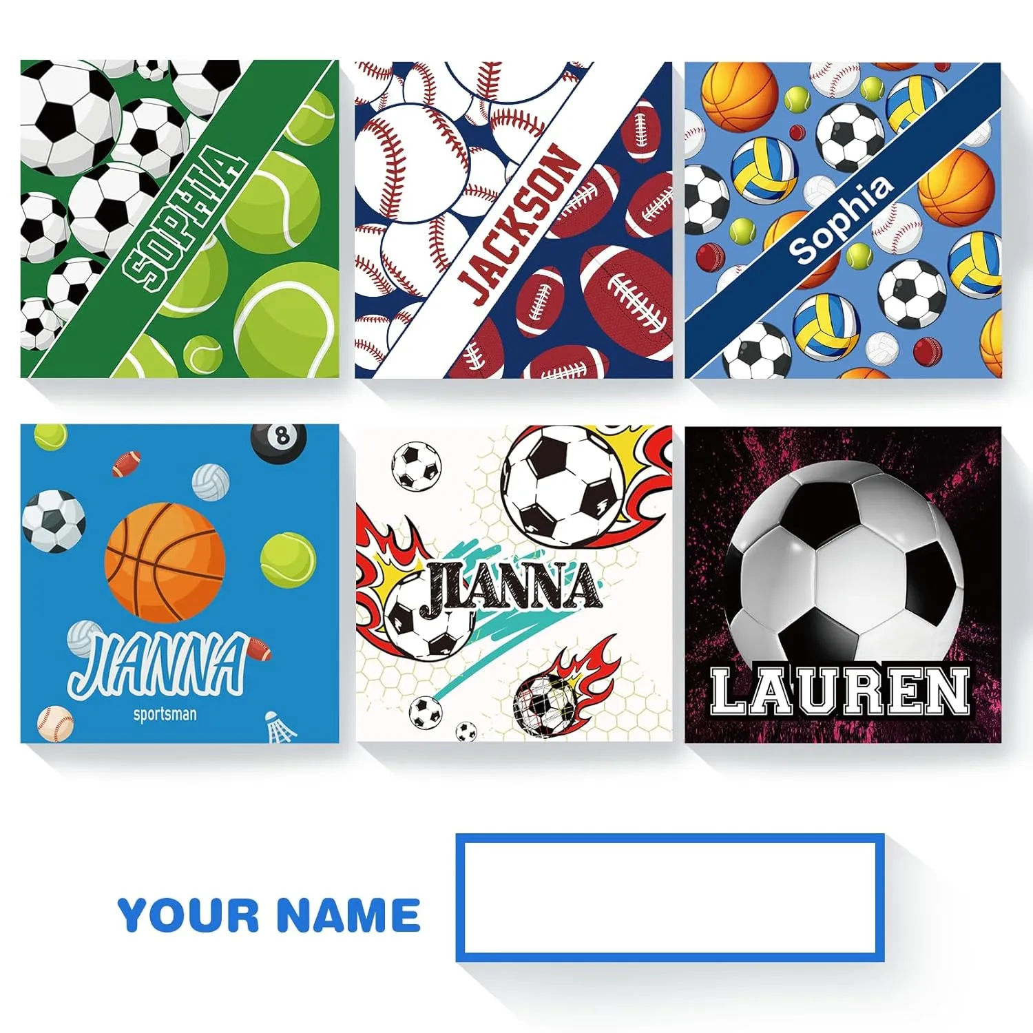 Custom Name Wooden Cube Ball Sports Puzzles for Preschool Boys Girls Personalized 6 Puzzles in 1 Balls Puzzle for Kindergarten Kids 9 PCS Puzzle with Storage Tray