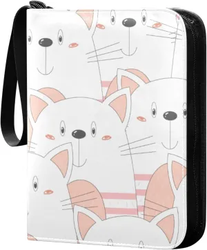 Cute Hand-painted Cats Card Binder 4-Pocket, 400 Pockets Trading Cards Holder Games Card Albums Storage Organizer Case for Football, Baseball Cards