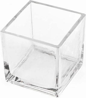 CYS EXCEL Clear Glass Cube Vase 6"x6"x6" | Square Wedding Flower Vase Centerpieces | Cubic Glass Candle Holder