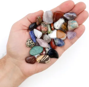 DANCING BEAR 10 lb Tumbled Stones, 3/4" Average Size, Polished Natural Gemstones   27 Page Rock & Mineral Book, Assembled in The USA