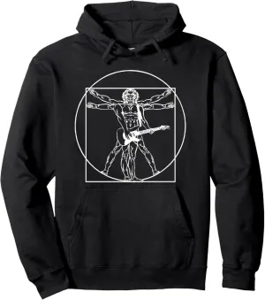 Davinci Vitruvian Man Guitar Player Rock & Roll Guitarist Pullover Hoodie