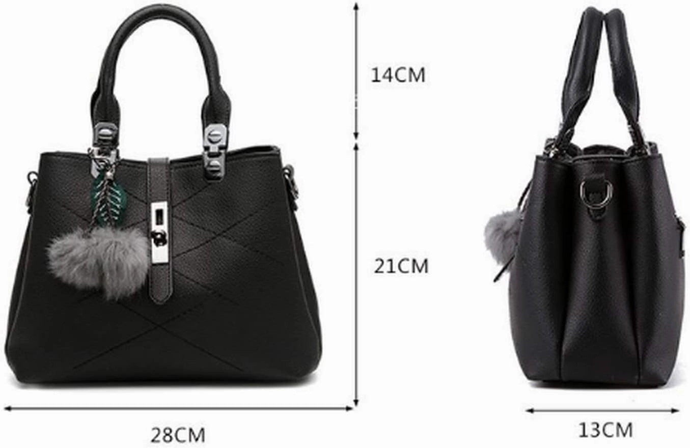 Dayfine Women's PU Small Square Bag Sweet Lady Embroidery Ball Pendant Shoulder Bag