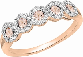 Dazzlingrock Collection 10K Round White Diamond & Gemstone Wedding Stackable Band, Rose Gold
