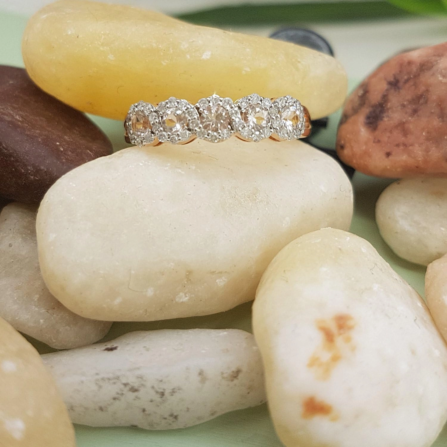 Dazzlingrock Collection 10K Round White Diamond & Gemstone Wedding Stackable Band, Rose Gold