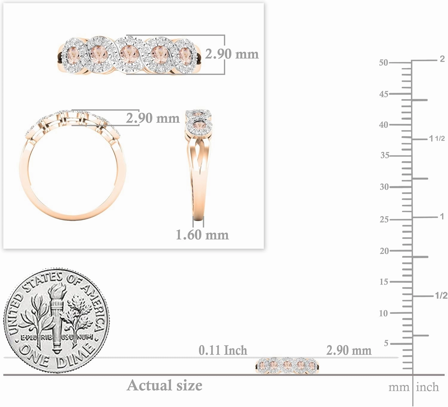 Dazzlingrock Collection 10K Round White Diamond & Gemstone Wedding Stackable Band, Rose Gold