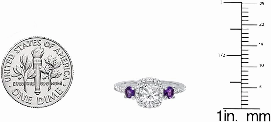 Dazzlingrock Collection 14K 5 MM Cushion Lab Created Gemstone & Diamond Ladies Engagement Ring, White Gold