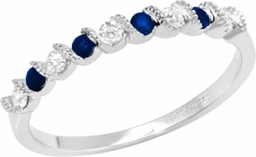 Dazzlingrock Collection Round Lab Created Gemstone & Natural Diamond Ladies Bridal Anniversary Wedding Band, 10K White Gold