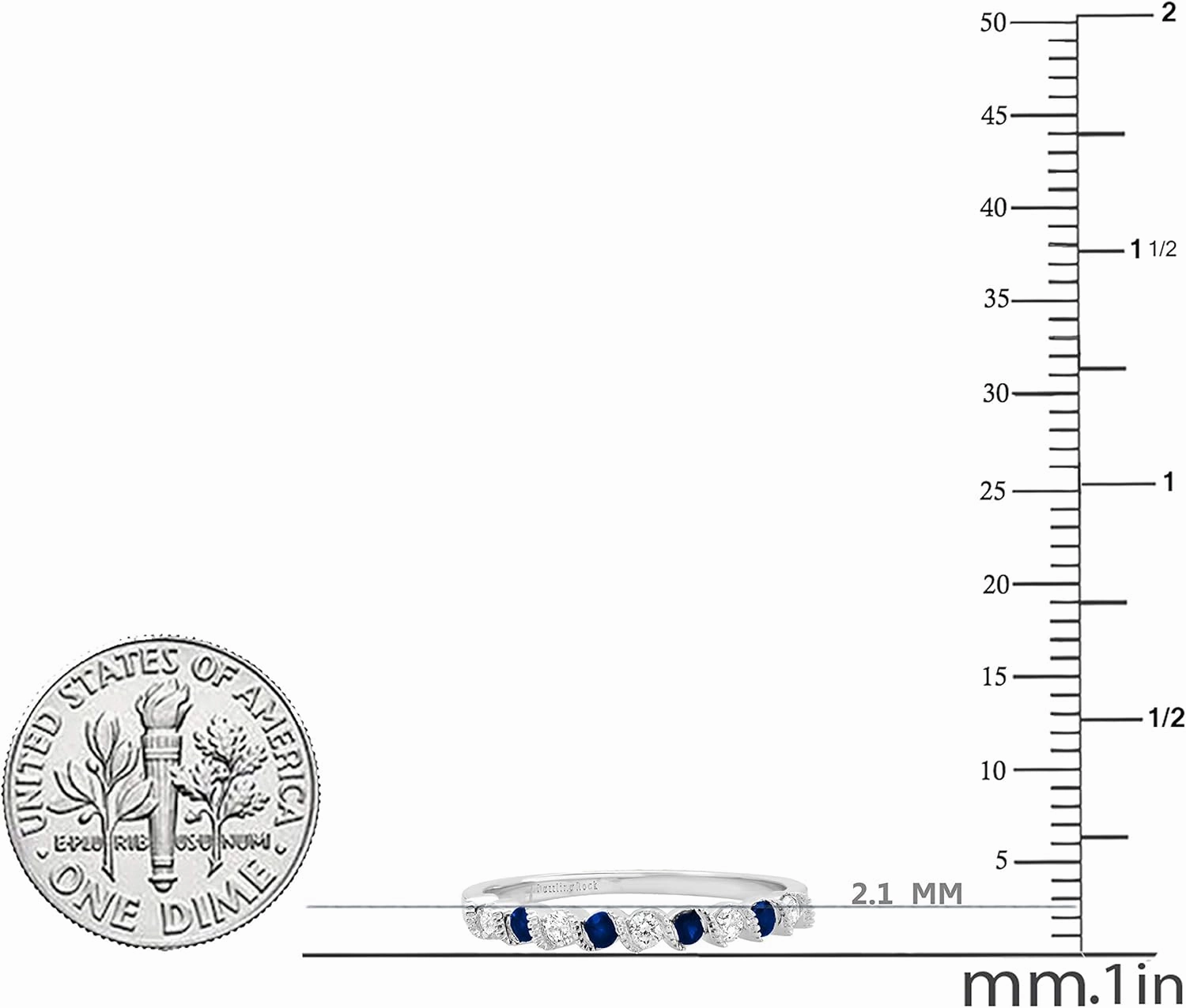 Dazzlingrock Collection Round Lab Created Gemstone & Natural Diamond Ladies Bridal Anniversary Wedding Band, 10K White Gold