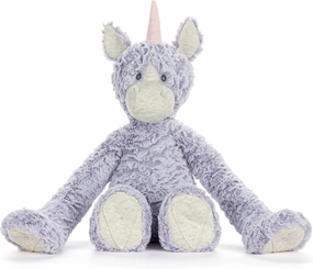 DEMDACO Heartful Hugs 14 x 13 Inch Polyester, Soft Cuddly, Weighted, Toy, Plush Stuffed Animal Purple and Grey, Unicorn