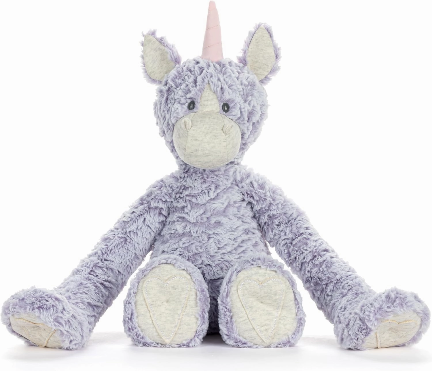 DEMDACO Heartful Hugs 14 x 13 Inch Polyester, Soft Cuddly, Weighted, Toy, Plush Stuffed Animal Purple and Grey, Unicorn