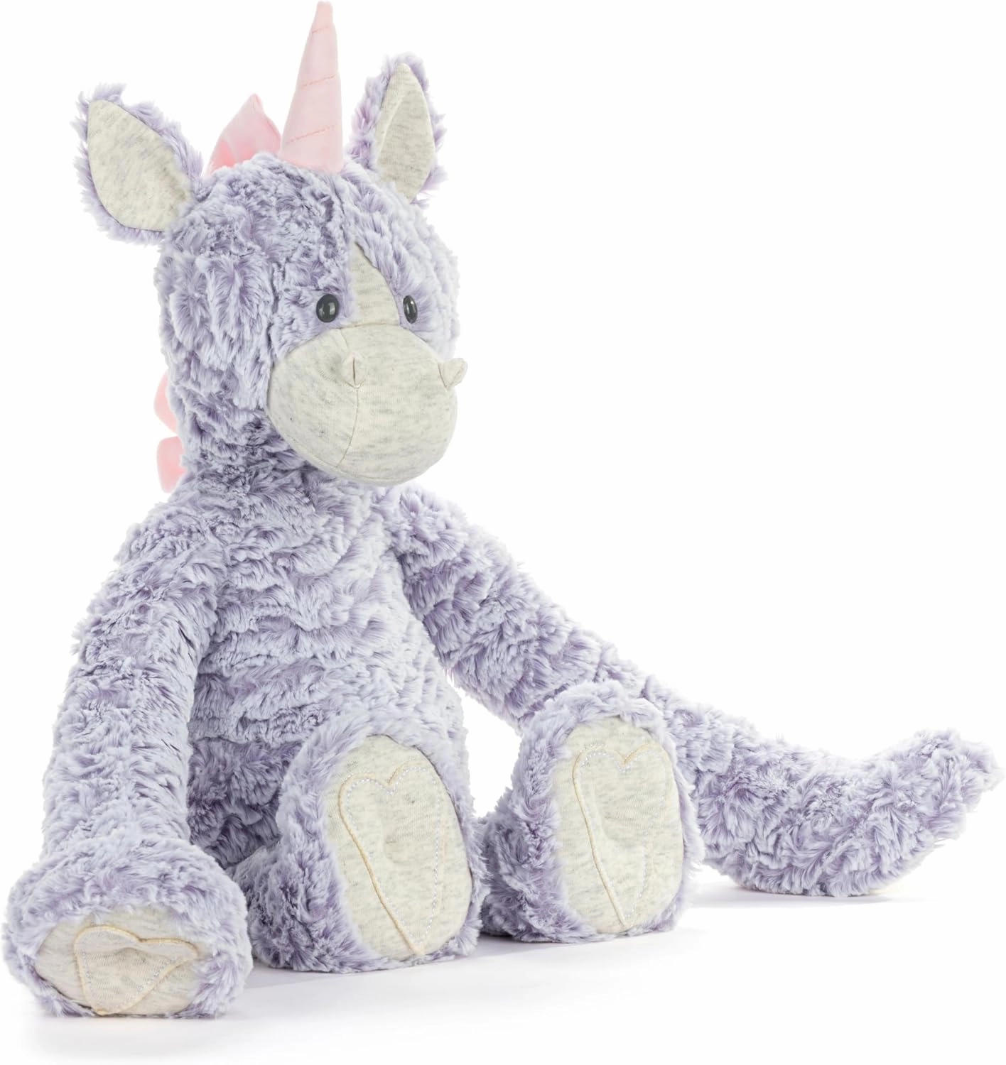 DEMDACO Heartful Hugs 14 x 13 Inch Polyester, Soft Cuddly, Weighted, Toy, Plush Stuffed Animal Purple and Grey, Unicorn