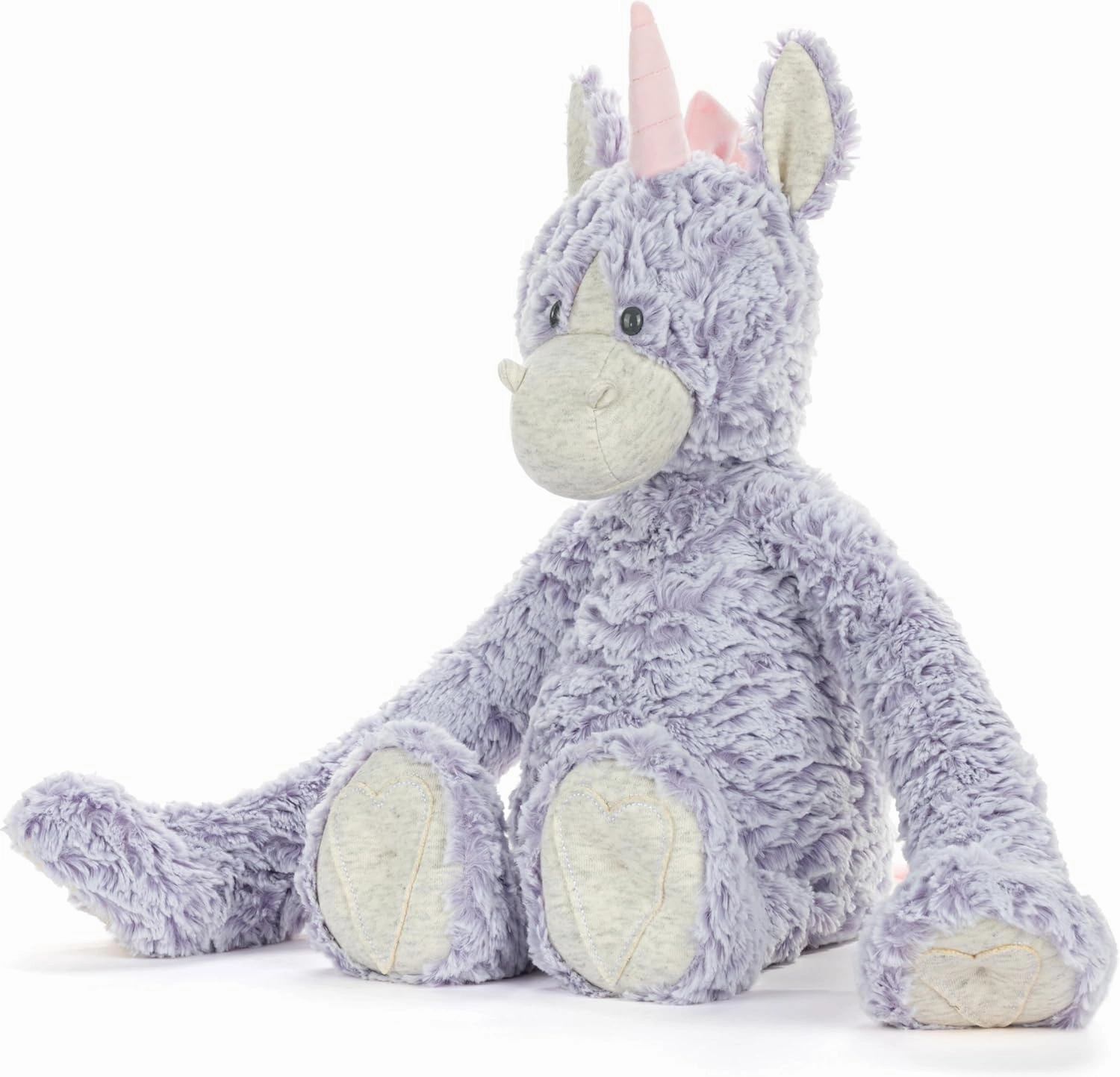 DEMDACO Heartful Hugs 14 x 13 Inch Polyester, Soft Cuddly, Weighted, Toy, Plush Stuffed Animal Purple and Grey, Unicorn