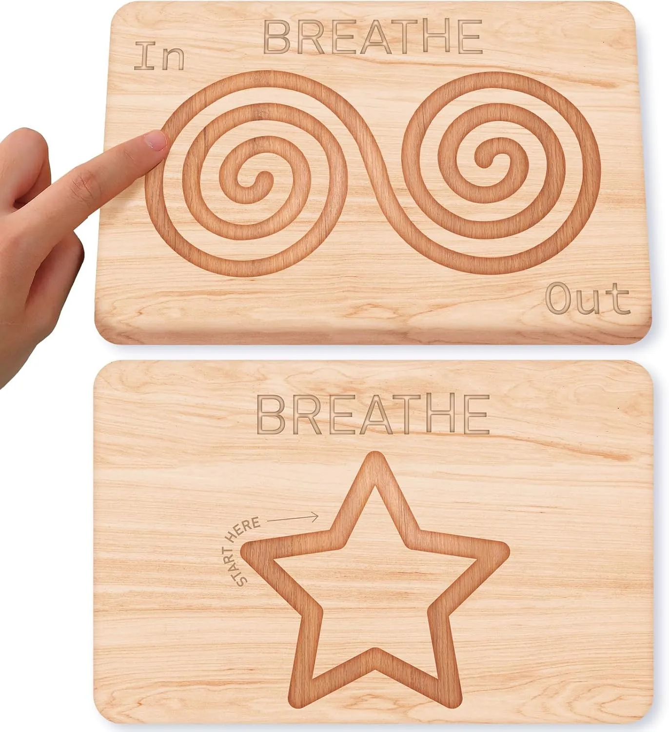 Demissle 2 Pcs Finger Labyrinth Handheld Breathing Board Pocket Mindful Maze Set Hand Mindfulness Stress Anxiety Relief Meditation Tools Mindful Maze Boards for Meditation and Prayer, 6.5 x 10 Inch