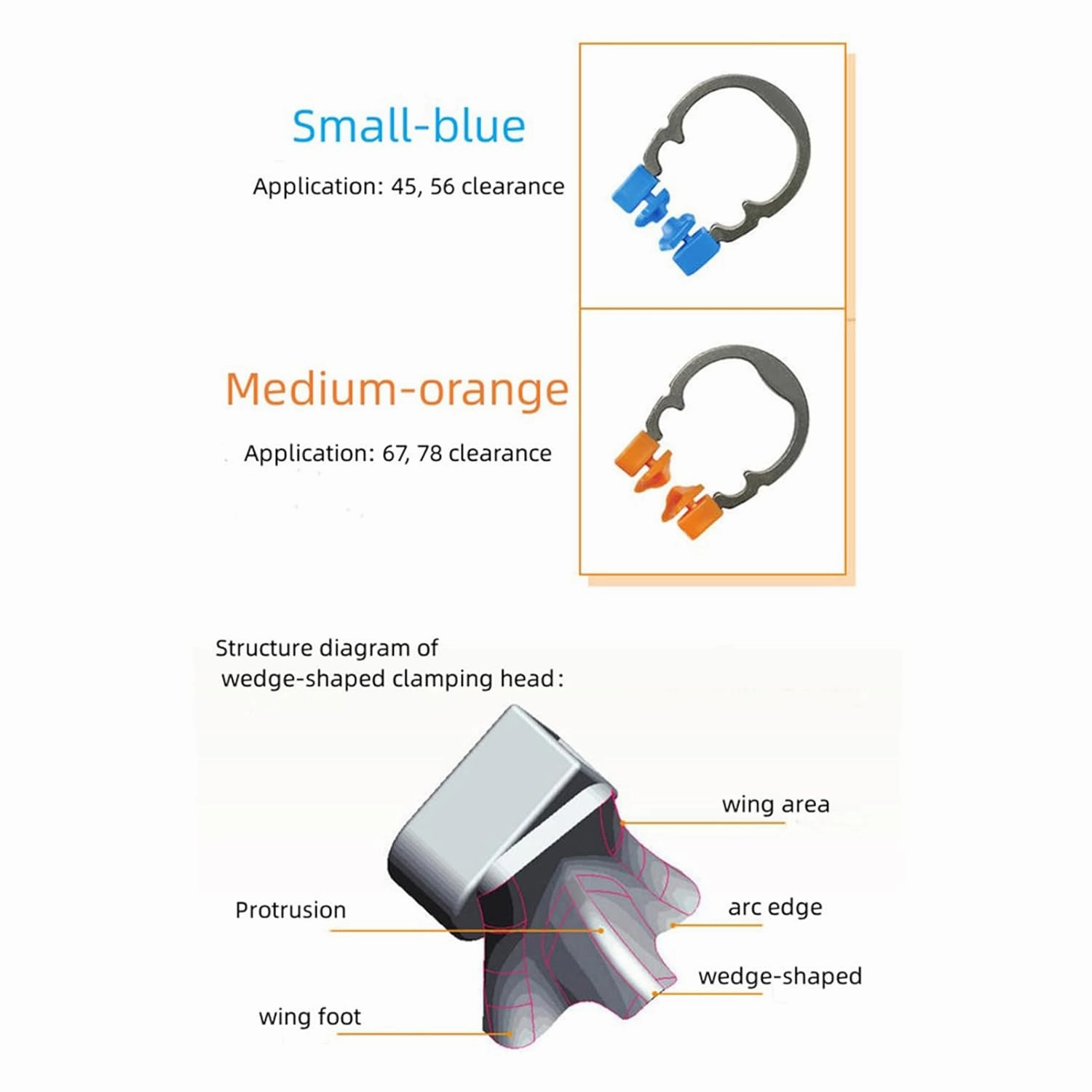 Dental Sectional Matrix Ring Clamp Spring Clip, Autoclavable Nickel Titanium Orthodontic Clamp Rings, Contoured Matrices System for Pre and Post Molars. (R2 Blue Orange)