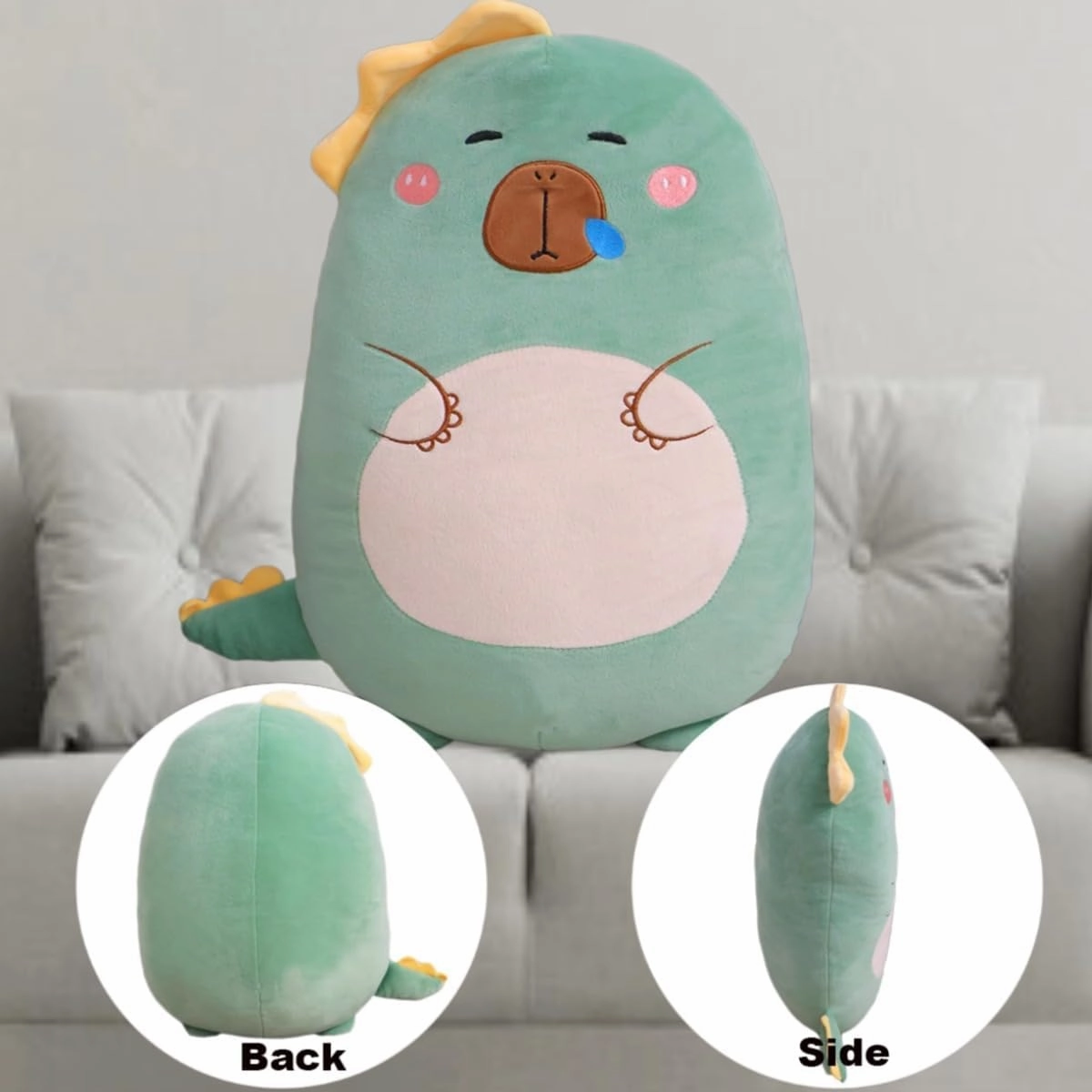 Dinosaur Capybara Pillow Kawaii Dinosaur Plushies Stuffed Plush Toy Hugging Pillow 17.71inch Cute Capybara Body Pillow for Kids(Capybara,Dinosaur)