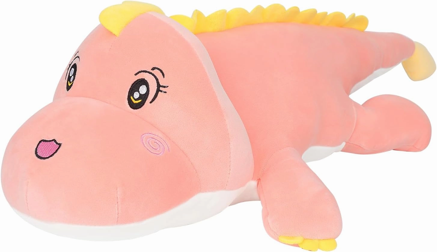Dinosaur Plush Pillow, Plush Dinosaur Stuffed Animal Toy Soft Hugging Pillow, 39.3 inch Cute Pink Dinosaur Plushie