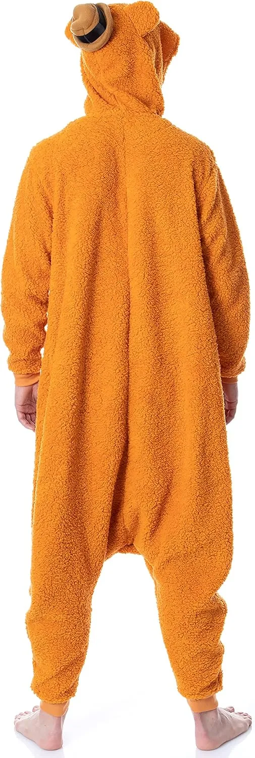 Disney The Muppets Adult Fozzie Bear Costume Plush Kigurumi Union Suit Pajama Outfit