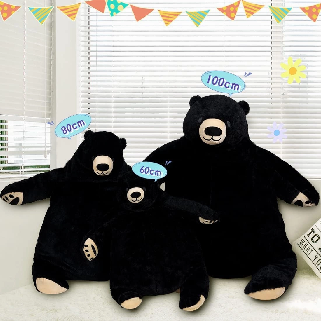 Djungelskog Bear Giant Simulation Bear Toy Stuffed Animal Plush Doll Huge Cuddly American Wildlife Black Bear for Home Decoration Valentine's Birthday Gift, 31.5 in/ 80cm, Black