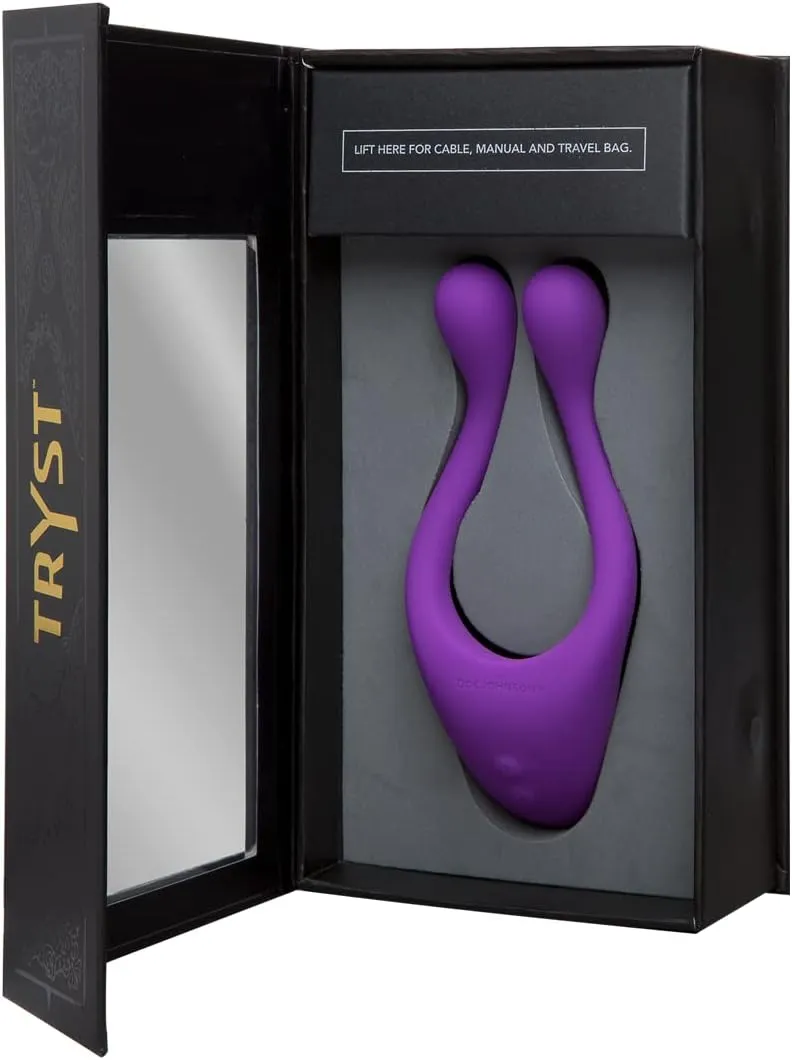 Doc Johnson TRYST - Multi Erogenous Zone Silicone Vibrator and C-Ring - Focused Stimulation For Both Partners - Synergistic Vibrations - Purple