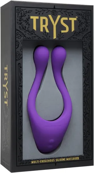 Doc Johnson TRYST - Multi Erogenous Zone Silicone Vibrator and C-Ring - Focused Stimulation For Both Partners - Synergistic Vibrations - Purple