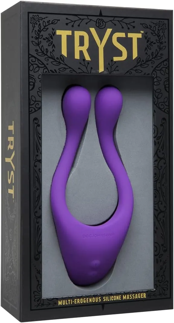 Doc Johnson TRYST - Multi Erogenous Zone Silicone Vibrator and C-Ring - Focused Stimulation For Both Partners - Synergistic Vibrations - Purple
